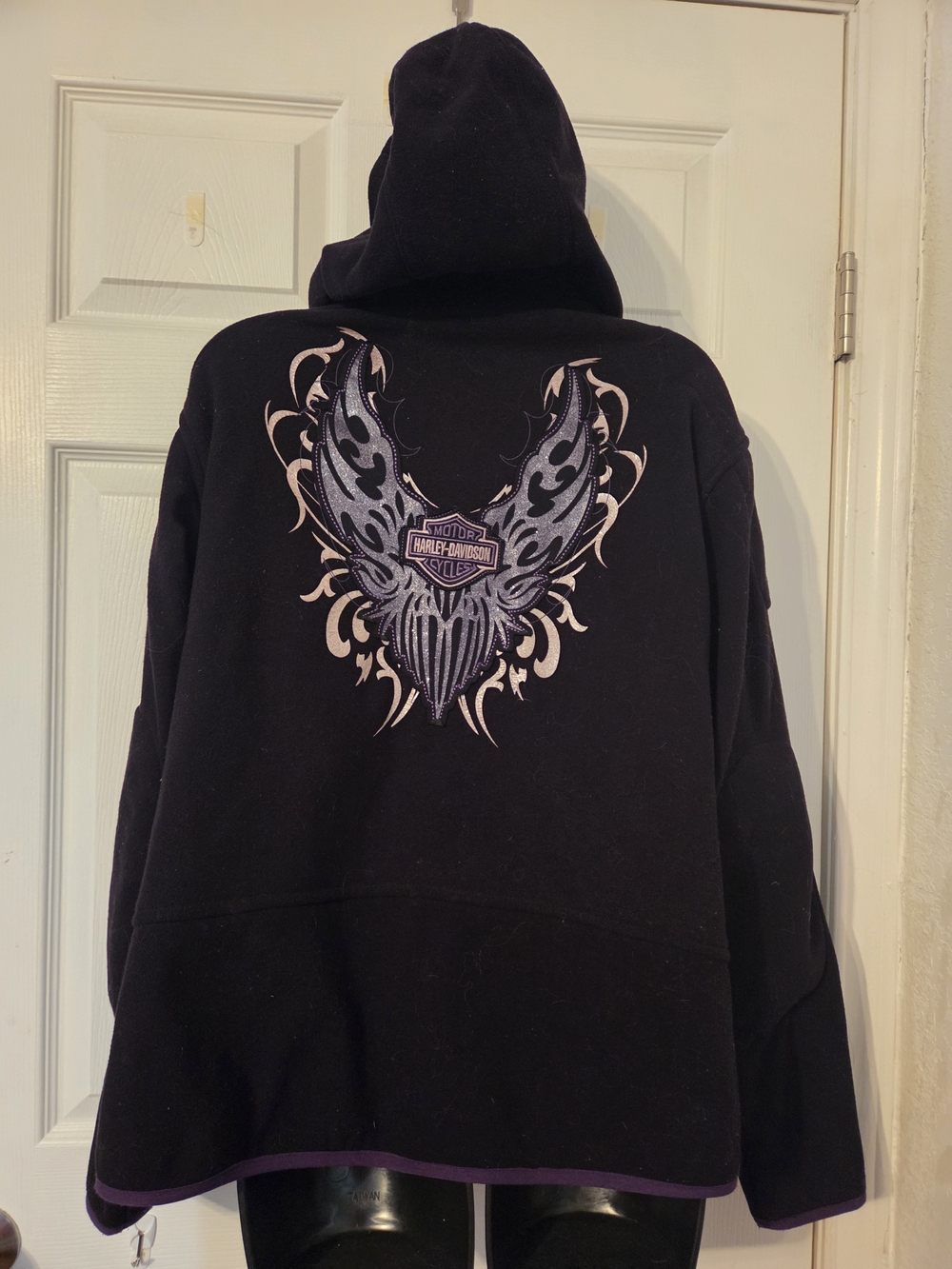 Harley-Davidson Black Hoodie with Purple Graphic